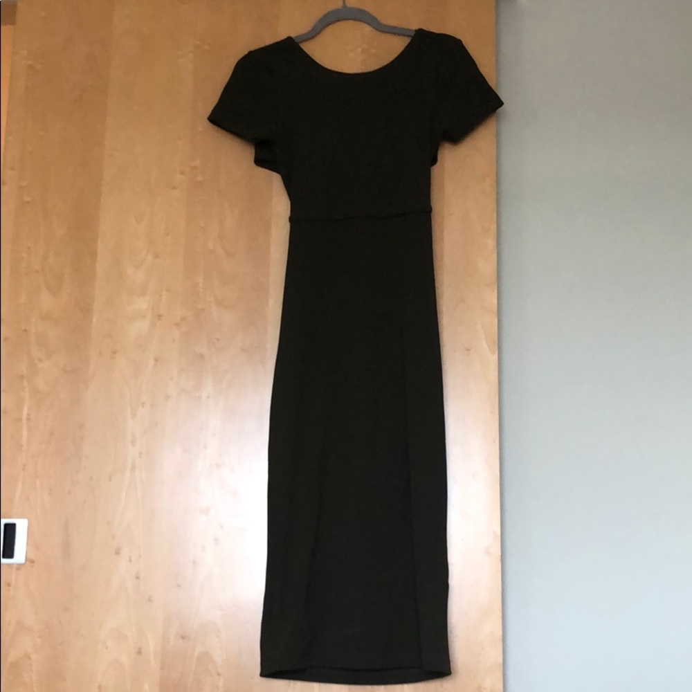 Midi Tight Dark Green dress with open back